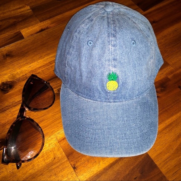 Pineapple Embroidered Denim Baseball Cap - Picture 3 of 6
